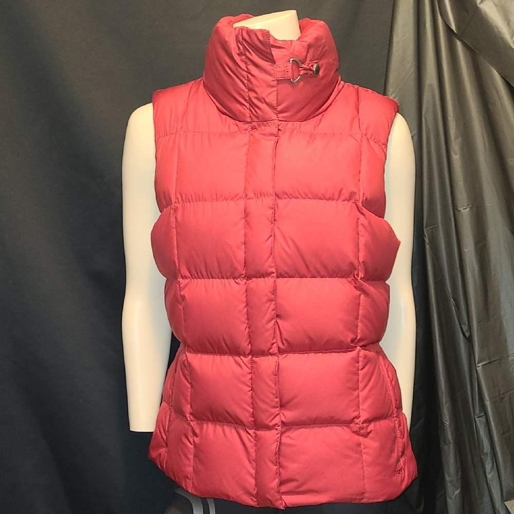 Eddie Bauer Womens Size Large Red Down Premium Puffer Vest Full Zip